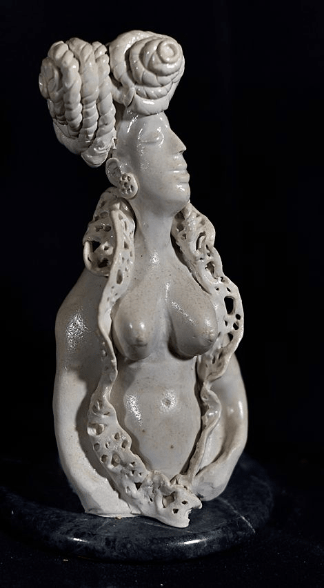 Beautiful partial nude in white Polymer Clay Sculpture  6.5 x 4 x 4 by artist Hollis Richardson